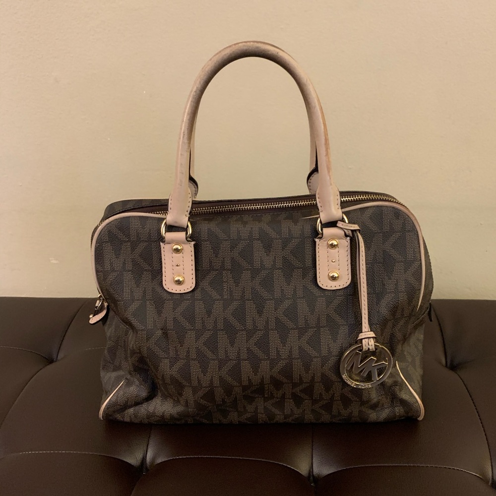 MICHAEL KORS SIGNATURE JACQUARD SATCHEL HANDBAG